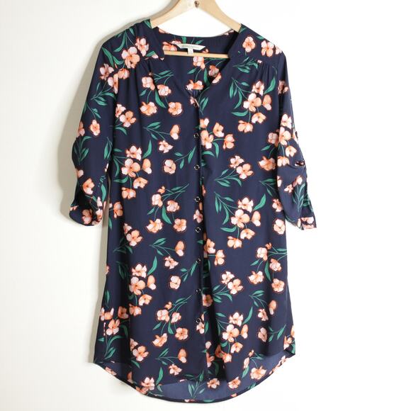 41 Hawthorn Christen Shirt Dress Navy Peach MP Medium Petite - Picture 1 of 9